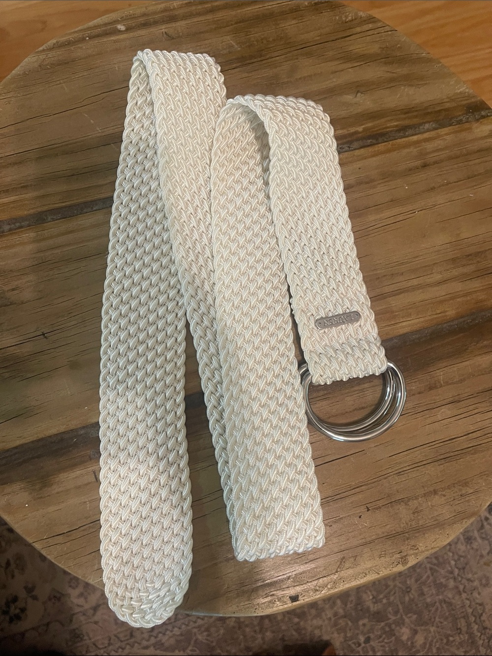 Ralph Lauren Cream Braided D-Ring Belt